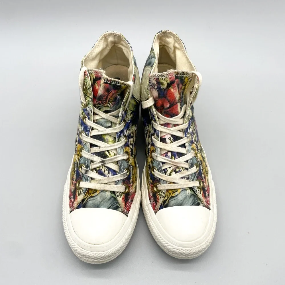 Converse Chuck Taylor All Star Lux Floral Womens 9 Hidden Wedge Sneaker Boho - Picture 3 of 11